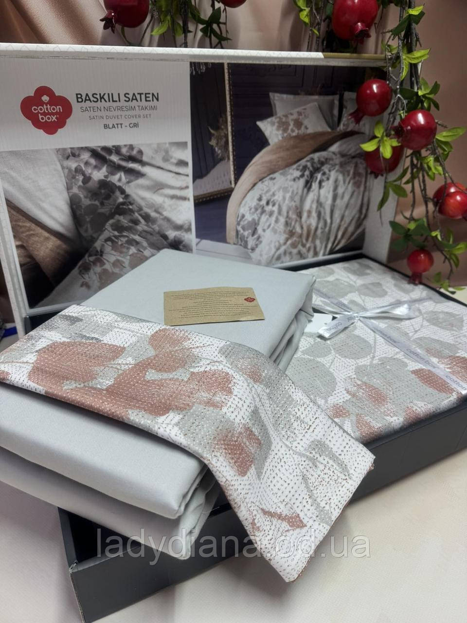 Комплект постільної білизни сатин люкс двоспальне євро 200*220 см Cotton Box Туреччина