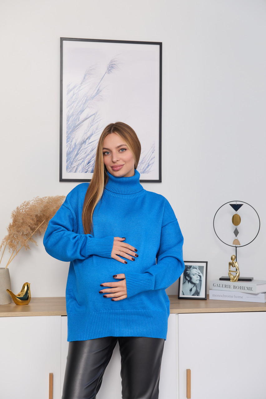 Зимовий теплий светр для вагітних мам Ilona S-M (42-44) Lullababe Синій