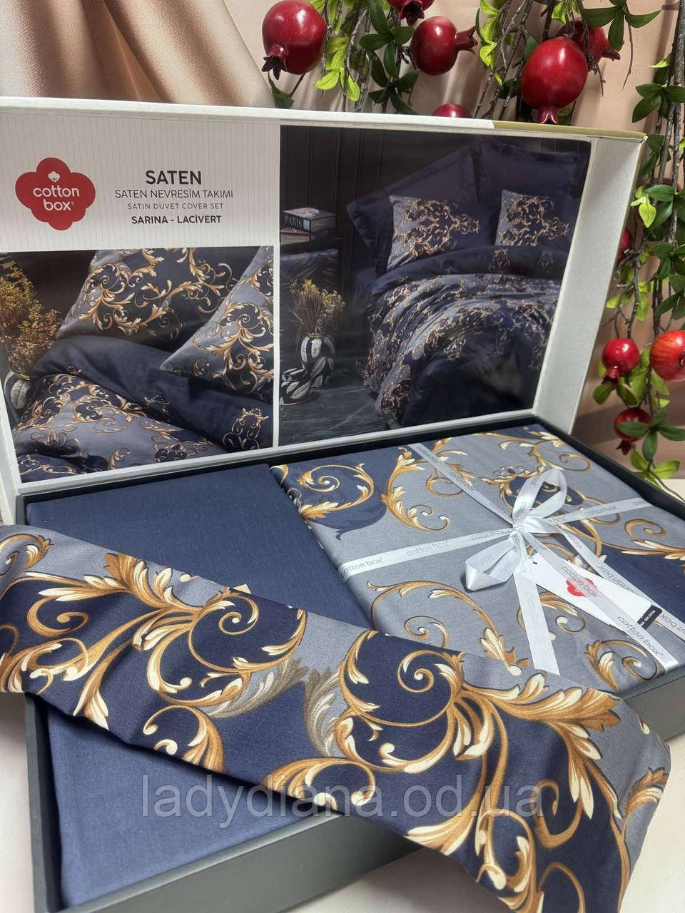 Комплект постільної білизни сатин люкс двоспальне євро 200*220 см Cotton Box Туреччина