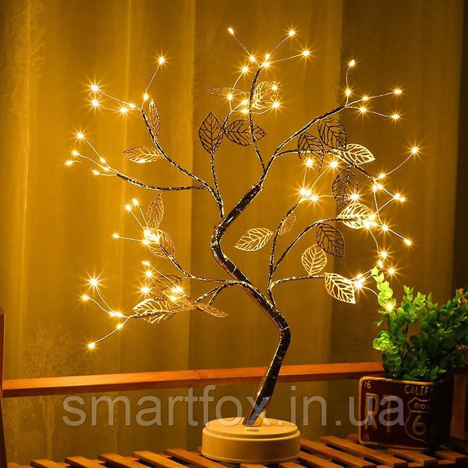 Нічник Лампа декор "Дерево з листям" (USB + батарейки)