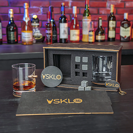 Подарунковий набір "Патріотичний Дует"  2 келихи для віскі з різними вставками в коробці.