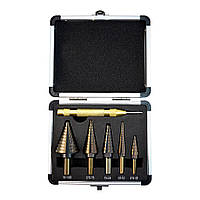 Набір свердловин ступінчастих, крокових 6 в 1 HSS 3/16-1/2; 1/8-1/2; 1/4-3/4; 3/16-7/8; 1/4-1-3/8мм + Кернер 130