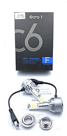 Комплект LED ламп COB C6 H7 головного світла з вентилятором дальнє світло 12v 6000K 36W HeadLight (C6 H7) yL.