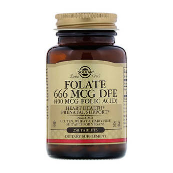 Solgar Folate 666 mcg DFE (Folic Acid 400 mcg) (250 tabs)