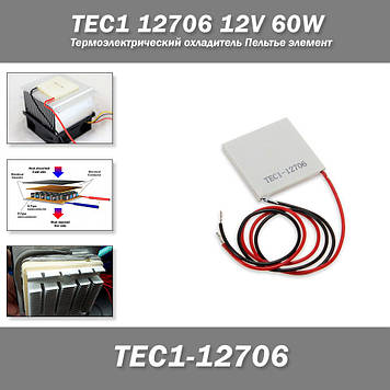 TEC1 12706 (12V 60W) Термоелектричний охолоджувач Пельтьє елемент холодильник