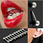 Штанга довжина 6 мм із цирконом 6 мм, сталь, пірсинг 1 шт., фото 6