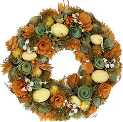Декоративний вінок підвісний Orange Flowers Ø 33 cm Bona DP118247, 7523297 — 254