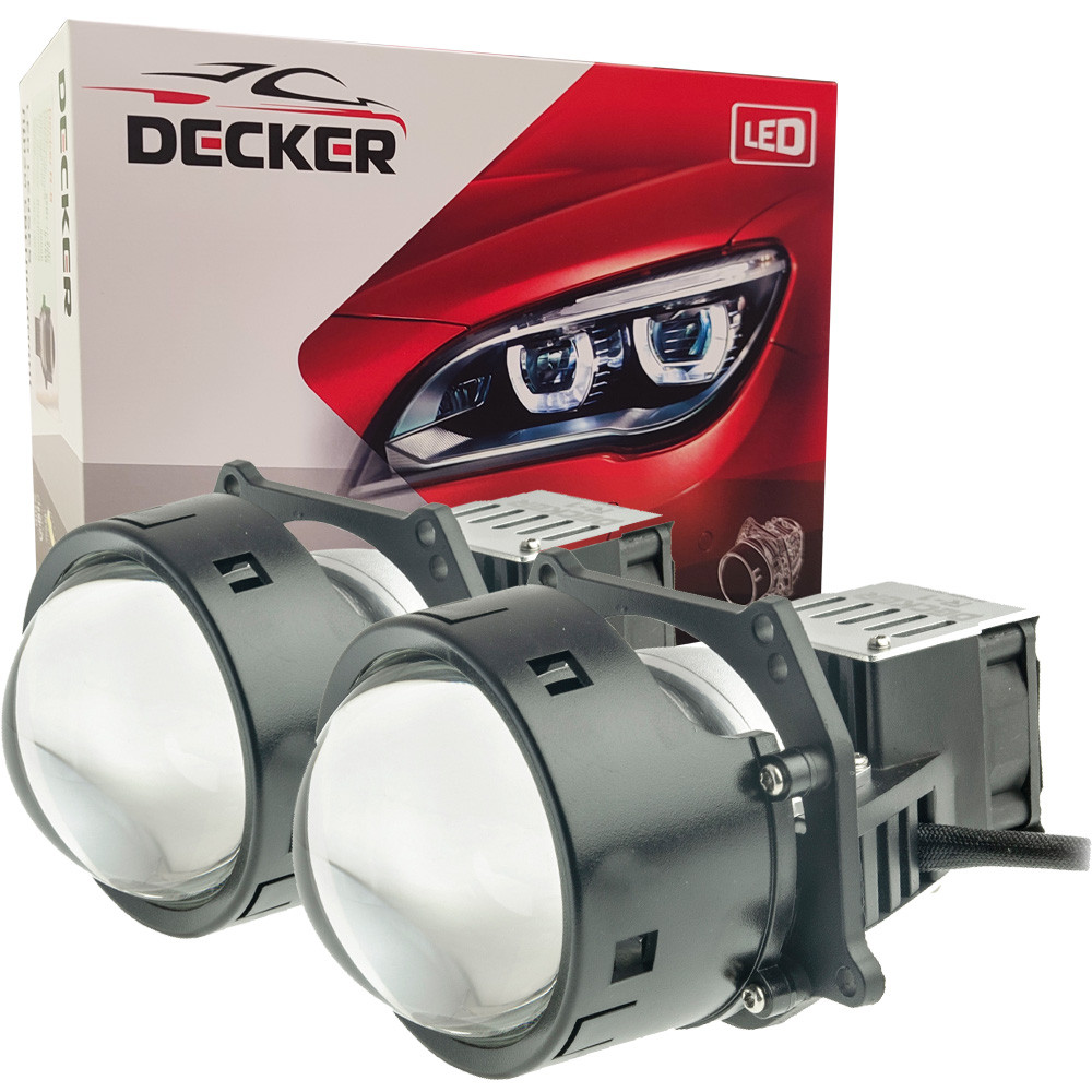 Світлодіодна лінза модуль для фар Decker LED BL 3.0" R-1 55W 5500K комплект 2 шт