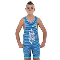 Трико для боротьби дитяче (зріст 128-162 см) UKRAINE SP-Sport JY-6606 синій