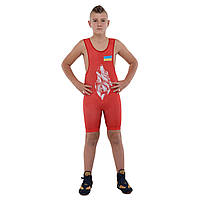Трико для борьбы детское (рост 128-162 см) UKRAINE SP-Sport JY-6606 красный