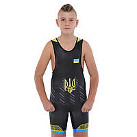 Трико для боротьби дитяче (зріст 128-162 см) UKRAINE SP-Sport JY-6607 чорний-синій