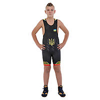 Трико для боротьби дитяче (зріст 128-162 см) UKRAINE SP-Sport JY-6607 чорний-червоний