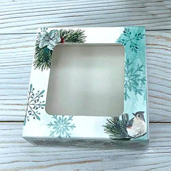 Коробка для печива, пряників, з вікном, 8 см х 8 см х 3 см, мілований картон Гілочка