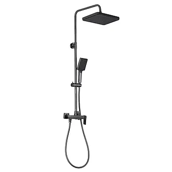 Душова система з тропічним і ручним душем Frap F2484-9 і змішувачем із виливом графіт квадратна