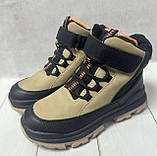 Зимові дитячі черевики Clibee на овчині коричневі 34-37, фото 2