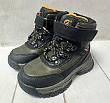 Зимові дитячі черевики на овчині clibee хакі 28 18.5 см, фото 2