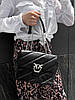 Жіноча сумка Pinko Puff Black Logo Bag (Чорна) Пінко Крос Боді шкіра 1 відділення чорний лого ланцюжка, фото 9