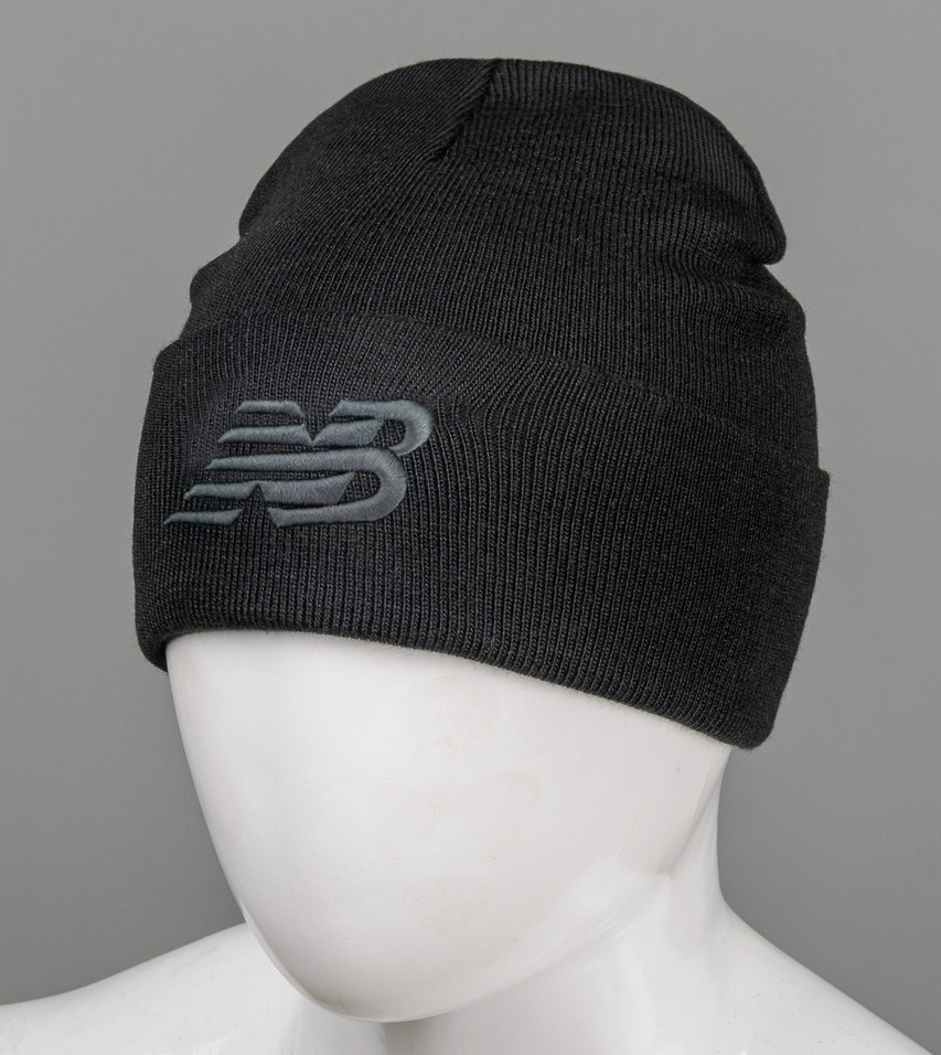 Шапка молодіжна з вишивкою (m33), Чорний з чорним, фото 1