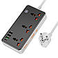 Мережевий подовжувач HOCO AC8A Storm 3-position socket(PD30W/1C3A) Black, фото 3