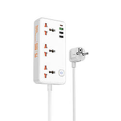 Мережевий подовжувач HOCO AC8A Storm 3-position socket(PD30W/1C3A) White