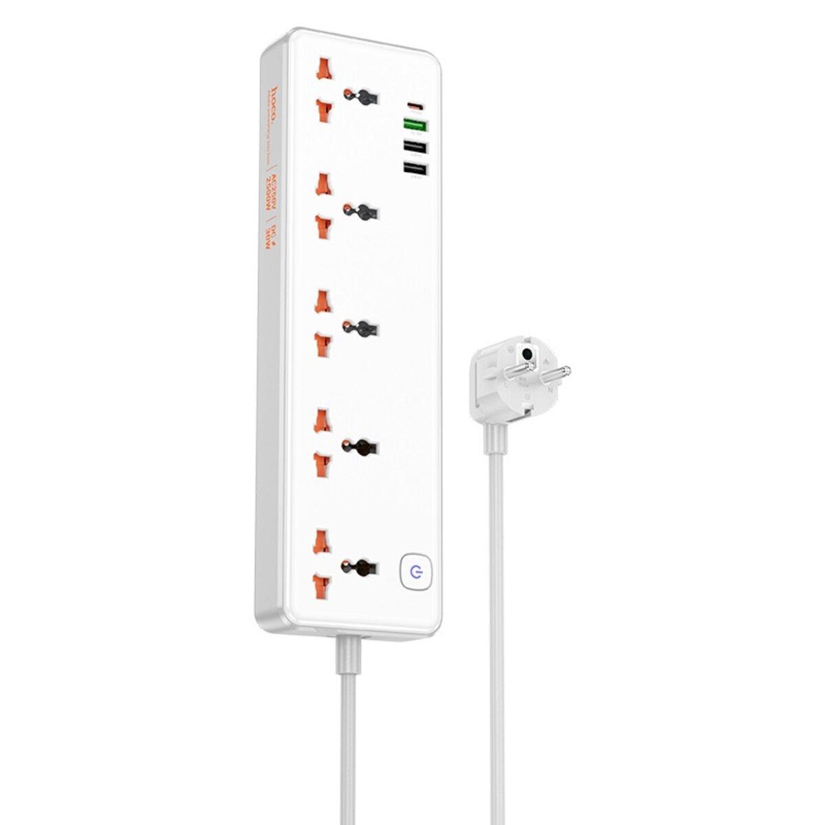 Мережевий подовжувач HOCO AC14A Rico 5-position socket(PD30W/1C3A) White