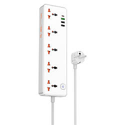 Мережевий подовжувач HOCO  AC14A Rico 5-position socket(PD30W/1C3A) White