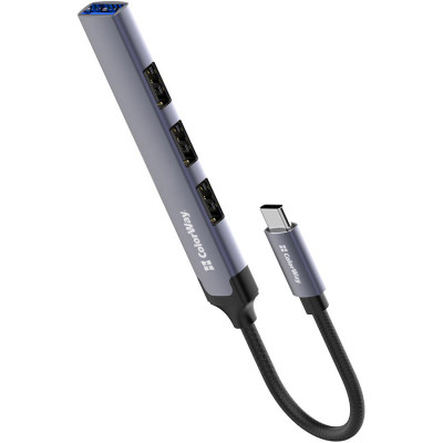 Хаб USB 3.1 Type-C -> 3xUSB-A 2.0,1xUSB-A 3.0  Gray ColorWay, фото 1