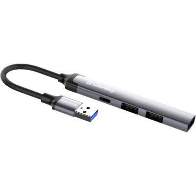 Хаб USB 3.0 -> 2xUSB 2.0+1xUSB 3.0+1xUSB-C Grey ColorWay, фото 1