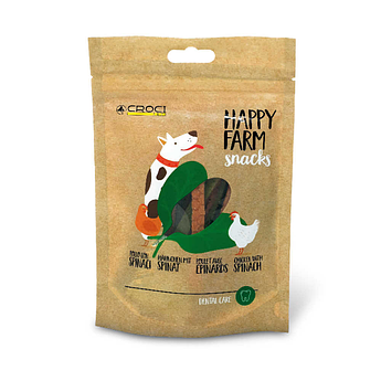 Ласощі м'ясні для собак Croci HAPPY FARM курча зі шпинатом 80гр