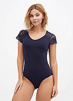 Боді Sevim синій, арт.12332 (бавовна, мережива, без візерунків та принтів)