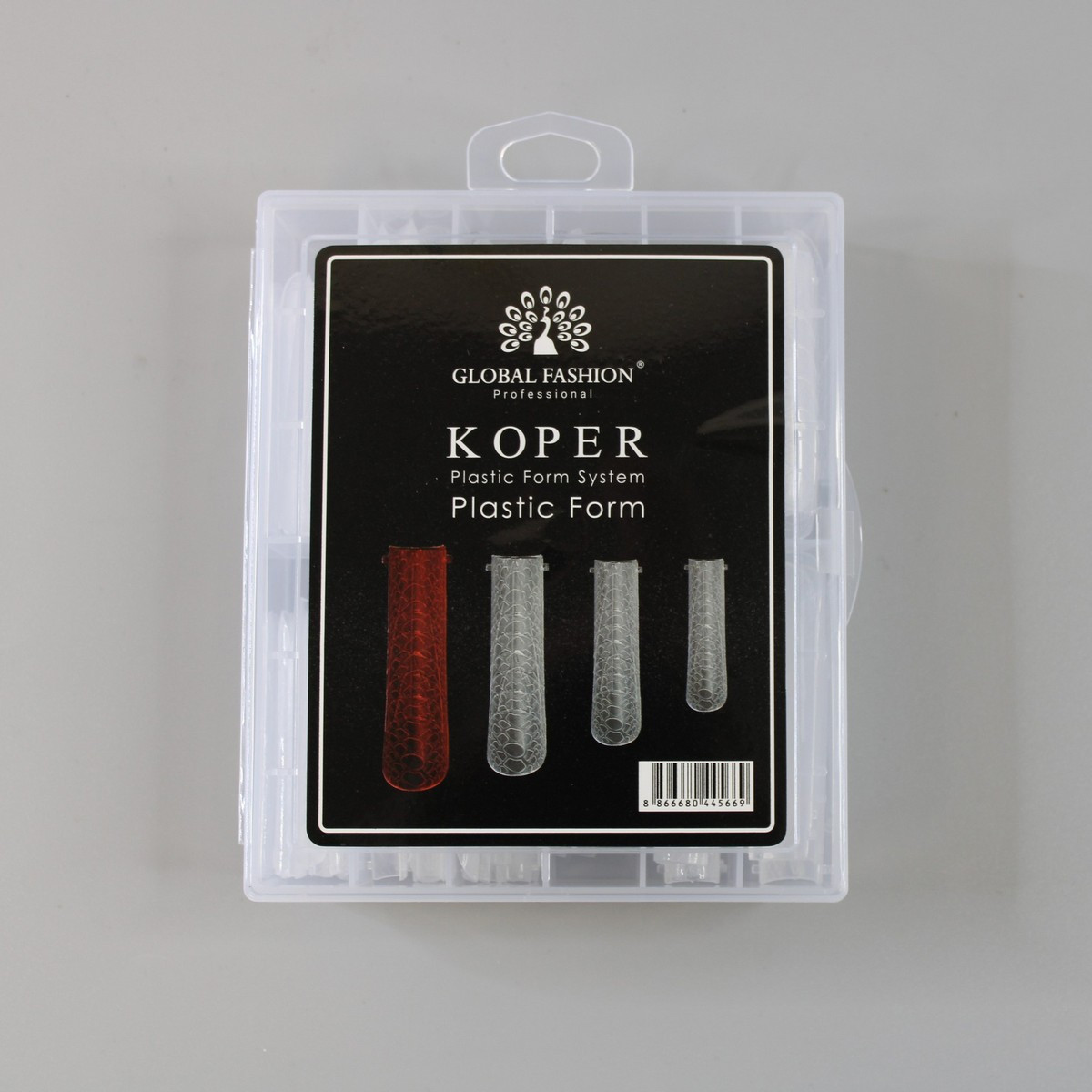 Верхні форми для нарощування KOPER, рифлені, арочний квадрат, слабкий вигин (5669), 120 шт, фото 1