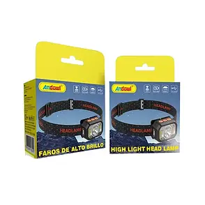 Яскравий акумуляторний налобний ліхтар на голову Andowl Q TD209 водонепроникний фонарик, фото 3