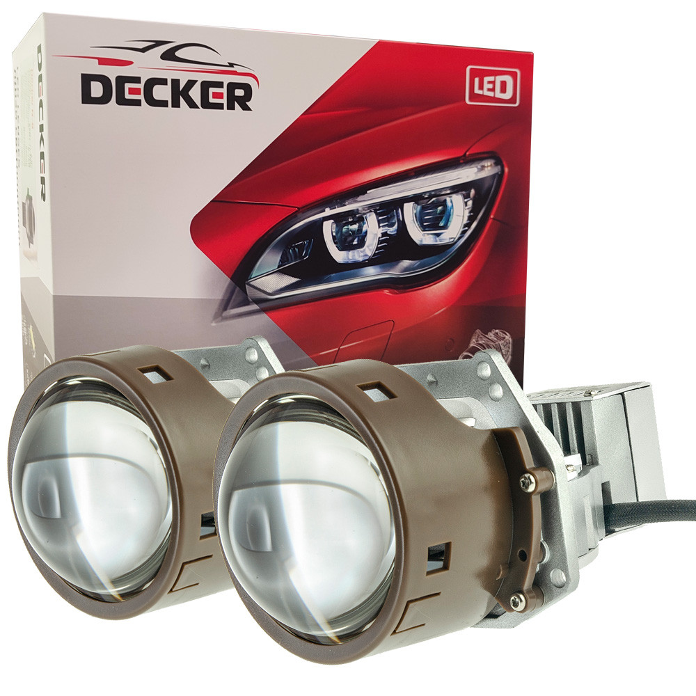Світлодіодна лінза модуль для фар Decker LED BL 3.0" R-3 65W 5500K комплект 2 шт