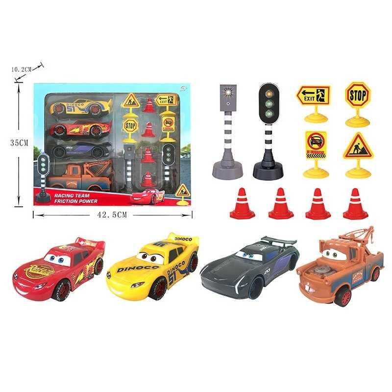 Набір машин Тачки з дорожніми знаками, фото 1