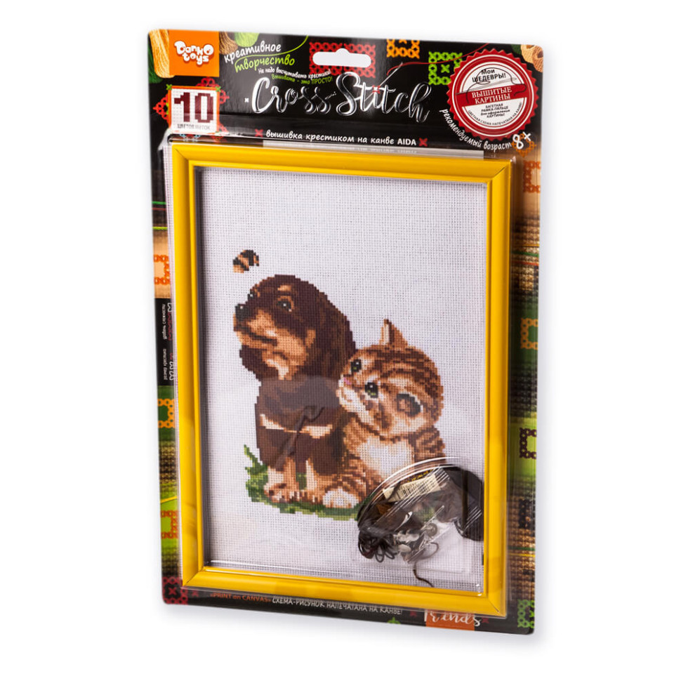 Набор для вышивки крестиком на канве "Кот с собачкой" VKB-01-13, 10 ...