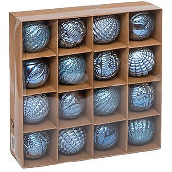 Набір іграшок на ялинку 16 штук у вигляді кульки D 6 см Небесно-блакитний 2461D в упаковці 16 шт