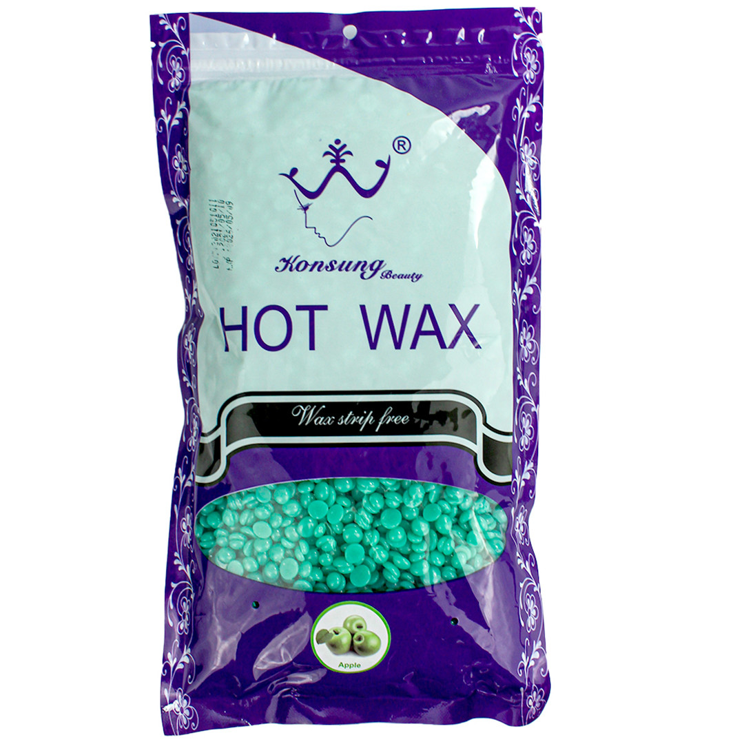 Віск у гранулах Konsung Wax Beans 1000гр аромат Яблуко для депіляції для воскоплаву плівковий віск 1 кг гранули