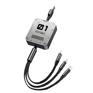 Кабель для зарядки 3 в 1 USB Type-C Micro USB та Lightning адаптер перехідник шнур трійний, фото 1