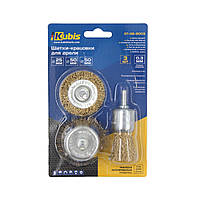 Щітка-крацьовка для дриля набір 3шт Kubis латуноване покриття (07-06-9003)