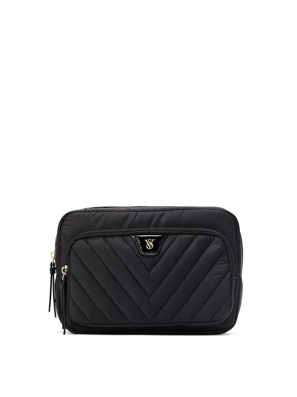 Фірмова Косметичка Victoria's Secret Travel Makeup Pouch з кишенею, Чорна, фото 1