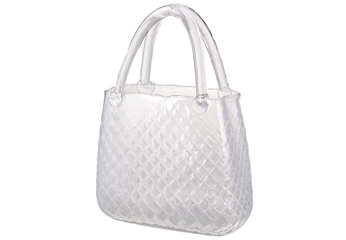 Ваза з прозорого скла у формі Сумочки 16.5*8.5*28см ТОВАР ВІД ВИРОБНИКА