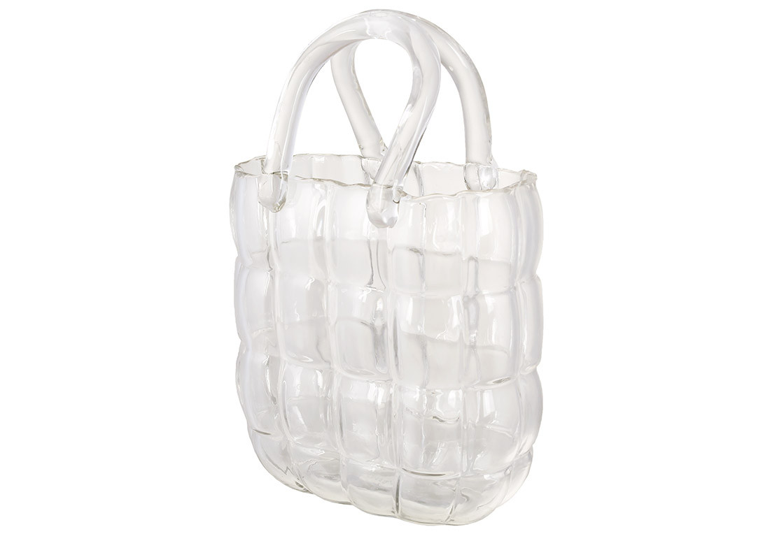 Ваза з прозорого скла у формі Сумочки 18*9*28см ТОВАР ВІД ВИРОБНИКА