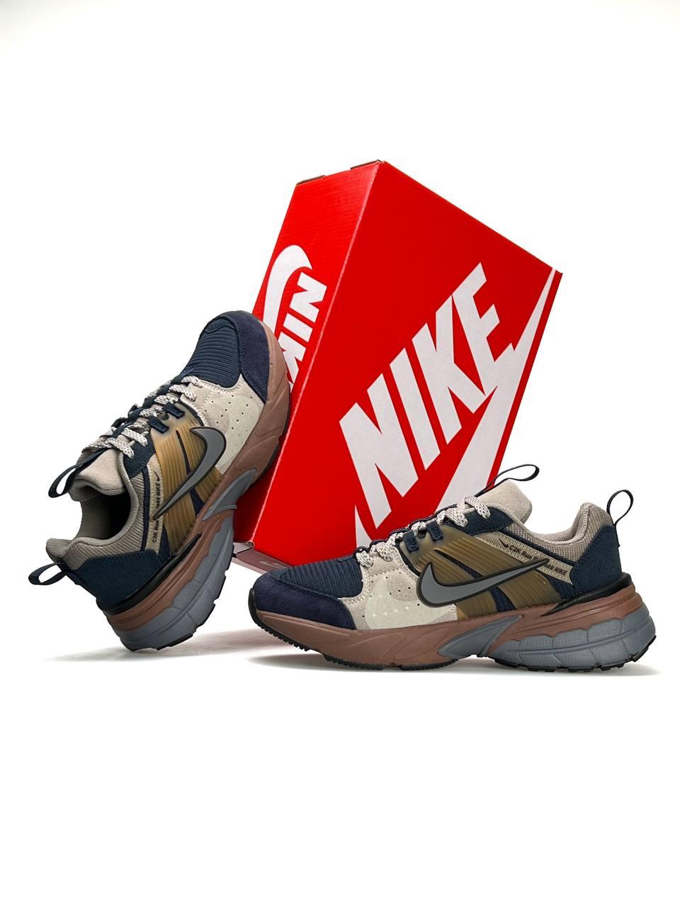 Чоловічі кросівки замша текстиль Nike C2K Run Runtekk Navy Beige, кеди чоловічі Найк синьо-бежеві Чоловіче взуття