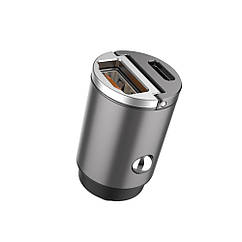 Автомобільний зарядний пристрій Aspor A908 Mini Metal (USB USB-C 4.8 A 30 W) — графітовий, 8372453 — 458
