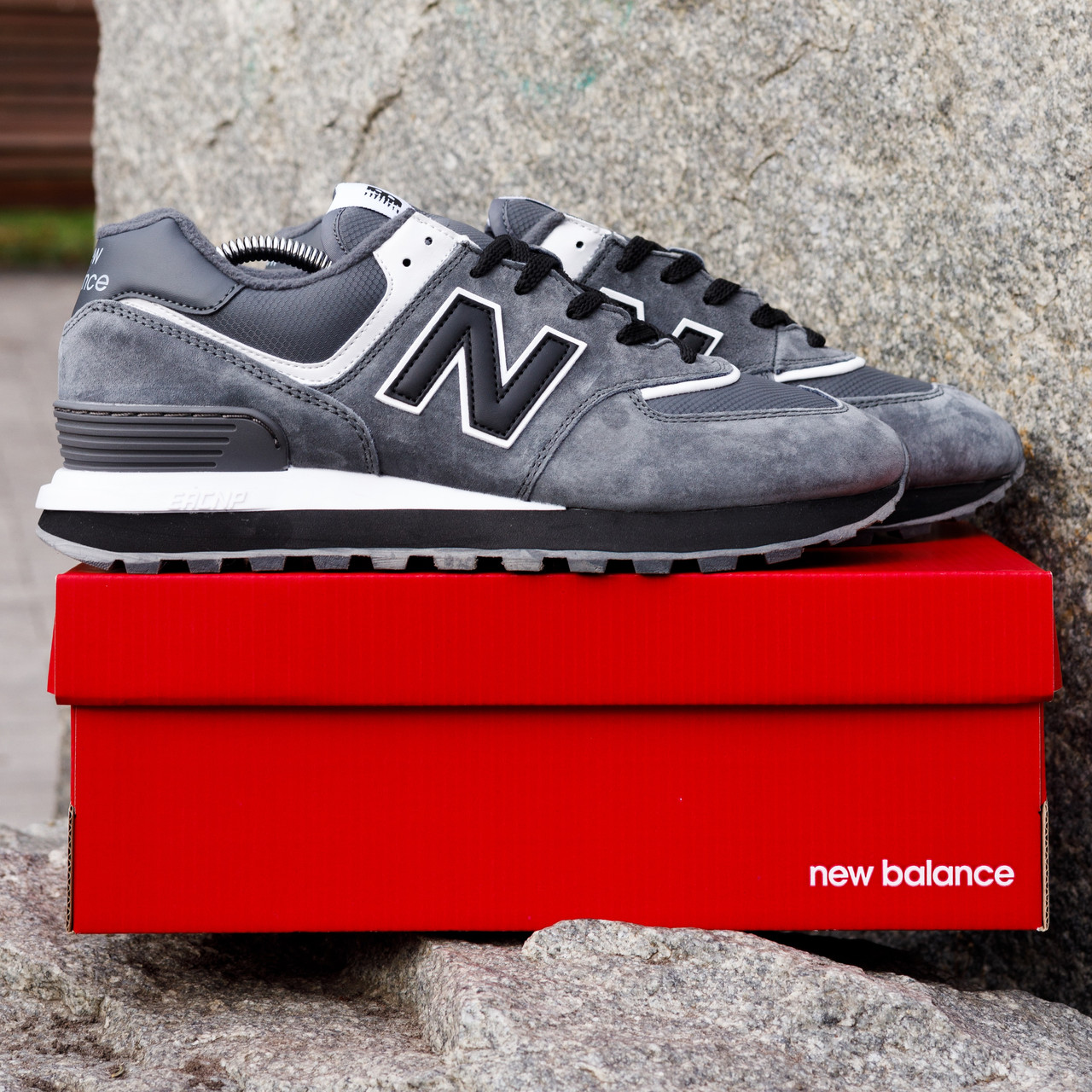 РОЗПРОДАЖ! ТЕРМО Зимові кросівки New Balance 574 Legacy сірі з білим