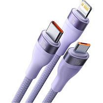 Кабель Baseus Flash Series Ⅱ 3-in-2 Cable USB+Type-C to MicroUSB+Lightning+Type-C 100W 1.2m CASS030105 Purple, фото 3