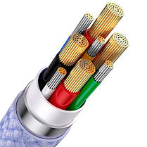 Кабель Baseus Flash Series Ⅱ 3-in-2 Cable USB+Type-C to MicroUSB+Lightning+Type-C 100W 1.2m CASS030105 Purple, фото 6