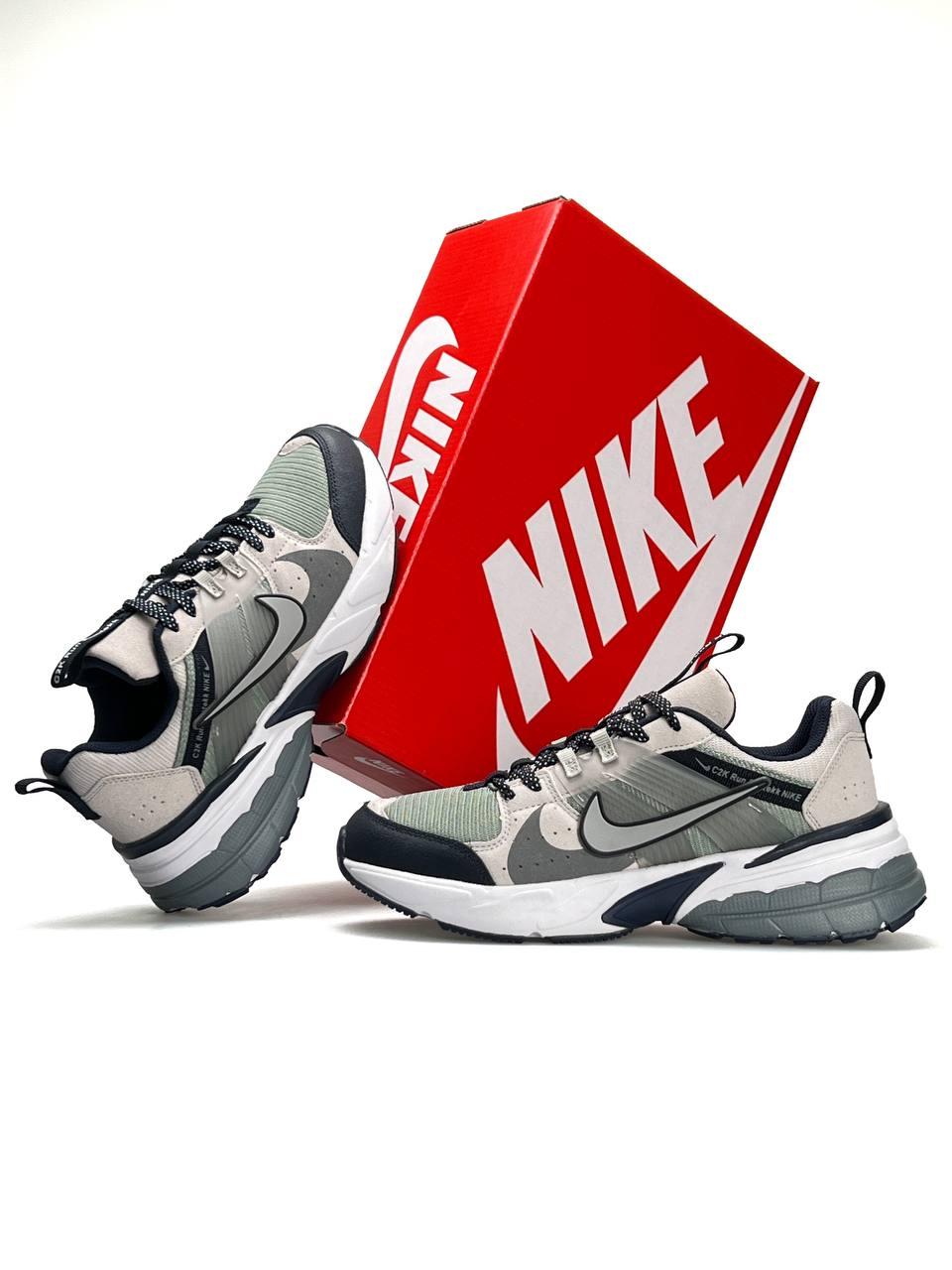 Чоловічі кросівки замша текстиль Nike C2K Run Runtekk Grey Beige, кеди чоловічі Найк сірі з беж. Чоловіче взуття