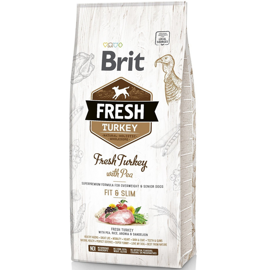 Корм сухий Brit Fresh Turkey Pea Adult Fit and Slim для дорослих собак з зайвою вагою з індичкою та горохом 12 кг - фото 1 - id-p2398363575