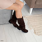 Коричневі замшеві зимові чоботи на невеликих підборах 36-41, фото 4